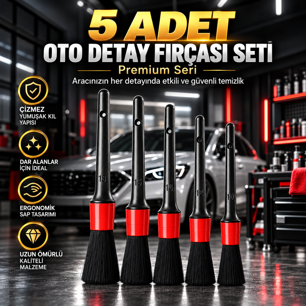 SmartWipes™ 5'li Pro Araç Detay Fırça Seti